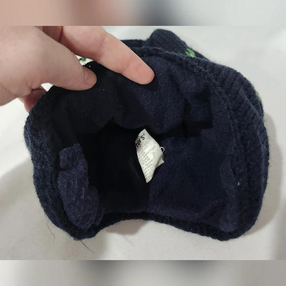 Carter's Knit Beanie Size 12-24 Months Navy Fair Isle Ear Flaps Fleece Lined - Picture 5 of 6